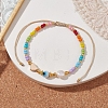Colorful Glass Seed & Brass Braided Bead Bracelet BJEW-JB10138-04-2