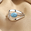 Oval Brass with Synthetic Turquoise Finger Rings FS-WG5DC9A-02-2