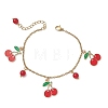 Cherry Alloy Enamel Charm Bracelets BJEW-JB13132-2