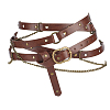 Medieval PU Leather Waist Belts with Alloy Chains Tassel AJEW-WH0709-227A-1