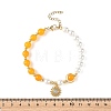 Brass Micro Pave Clear Cubic Zirconia Sun Charm Natural Dyed Malaysia Jade and Shell Pearl Round Beaded Bracelets BJEW-JB14348-4