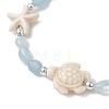Natural Aquamarine & Synthetic Synthetic Turquoise Beads Braided Bead Bracelets BJEW-JB13275-01-3