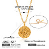 304 Stainless Steel Crystal Rhinestone Textured Coin with Flower Moon Pendant Necklaces for Women WG61E47-01-6