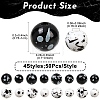 200Pcs 4 Styles Printed Opaque Acrylic Round Beads ACRP-YW0001-19-3