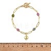 Brass Heart Charm Bracelets BJEW-JB13880-5