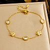 304 Stainless Steel Pave Clear Cubic Zirconia Link Bracelets WG6625B-03-1