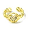 Brass Micro Pave Cubic Zirconia Open Cuff Rings RJEW-K256-21G-2