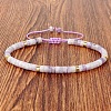 Natural Lepidolite Heishi Beads Adjustable Braided Bracelets for Men Women BX7041-17-1