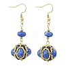 Glass Seed Bead and Synthetic Imperial Jasper Dangle Earrings EJEW-MZ00743-01-3