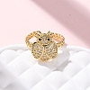Brass Micro Pave Cubic Zirconia Adjustable Open Cuff Rings for Women RJEW-A072-01A-G-2