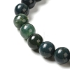 Natural Moss Agate Beaded Stretch Bracelets X-B072-5-2