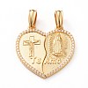 Brass Micro Pave Clear Cubic Zirconia Split Pendants ZIRC-Z007-03G-1