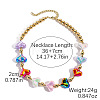 CCB Plastic Round Heart Beaded Necklaces with Alloy Clasps for Women FS-WGB3FE7-01-1