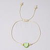 Adjustable Rainbow Dyed Shell Heart Braided Bead Bracelets for Women JE7458-6-1