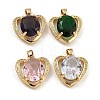 Brass Micro Pave Clear Cubic Zirconia Pendants KK-P263-23KCG-1