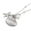 304 Stainless Steel with Shell Pearl Pendant Necklaces NJEW-Z033-02P-2