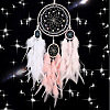 Girl's Heart Iron Ring Woven Net/Web with Feather Wall Hanging Decoration PW-WG22127-01-2