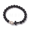 Halloween Skull & Cross Dyed Synthetic Turquoise Bracelets BJEW-JB10852-02-1