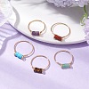 Column Natural Amethyst & Red Jasper & Green Aventurine & Tiger Eye & Lepidolite/Purple Mica  Finger Rings RJEW-JR00781-2