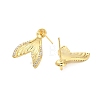 Fishtail Brass Micro Pave Clear Cubic Zirconia Stud Earring Findings KK-D102-06G-2