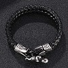 Genuine Leather Wrap Wide Cord Bracelet with Stainless Steel Toggle Clasps PW-WG8BABA-01-3