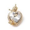 Real 18K Gold Plated Rack Plating Brass Micro Pave Clear Cubic Zirconia Pendants KK-C015-27G-03-1