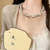 Natural Shell Chip Beaded Alloy Chain Tassel Bib Necklaces for Women WG291D5-01-4