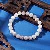 Round Natural Dendritic Agate Beaded Stretch Bracelets for Women BJEW-JB11045-02-2