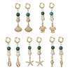 Synthetic Chrysocolla & Natural Agate Beads Hoop Dangle Earrings EJEW-JE07321-2