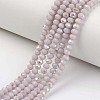 Electroplate Opaque Solid Color Glass Beads Strands X-EGLA-A034-P8mm-L08-1