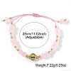 Metal Medals & Natural Rose Quartz Beaded Adjustable Bracelets YO1072-4