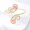 Bohemian Ocean Alloy & Resin & Plastic Pearl Fish Spiral Cuff Arm Bangles for Women WGA2359-01-1