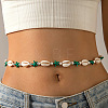 Summer Beach Dyed Synthetic Turquoise Starfish & Natural Cowrie Shell Beaded Belly Chains WG33282-03-1