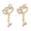 Brass Micro Pave Clear Cubic Zirconia Pendants KK-O127-03G-1