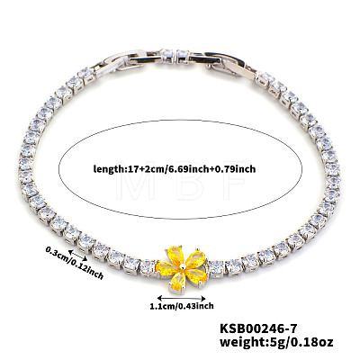 Elegant Brass Micro Pave Cubic Zirconia Charm Bracelets GR4721-7-1