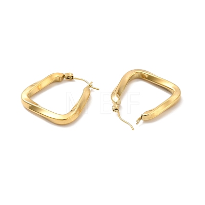 Ion Plating(IP) 304 Stainless Steel Trapezoid Hoop Earrings for Women EJEW-P202-05G-1
