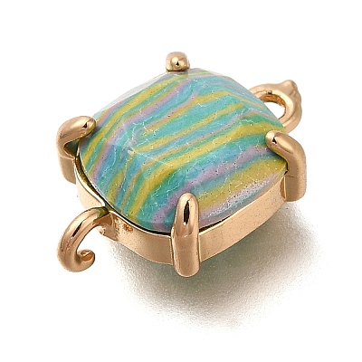 Brass Glass Imitation Gemstone Connector Charms KK-Z076-01G-1