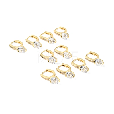 Clear Cubic Zirconia Diamond Hoop Earrings EJEW-G312-06G-1