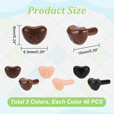   120Pcs 3 Colors Plastic Triangular Safety Noses DOLL-PH0001-26-1