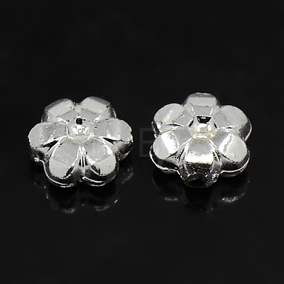 Plating Plastic Acrylic Flower Spacer Beads PACR-L004-05S-1