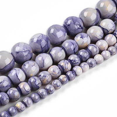 Baking Painted Glass Beads Strands DGLA-N003-10mm-C08-1