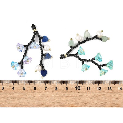 Glass Seed Beaded & Natural Gemstone Big Pendants PALLOY-MZ01388-1
