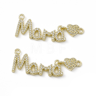 Rack Plating Brass Micro Pave Clear Cubic Zirconia Connector Charms ZIRC-F130-13G-1