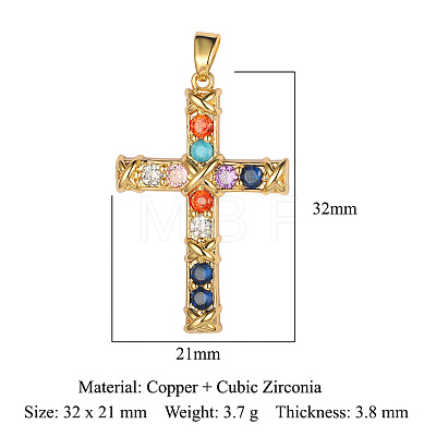 Brass Micro Pave Colorful Cubic Zirconia Pendants ZIRC-OY006-01G-1