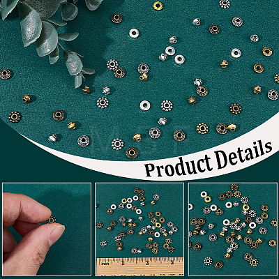 240Pcs 12 Styles Tibetan Style Alloy Spacer Beads TIBE-SC0002-59E-1