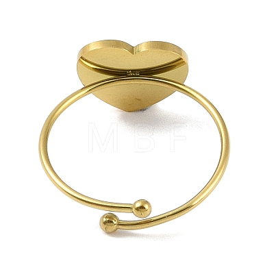 Ion Plating(IP) Heart 304 Stainless Steel Enamel Ring RJEW-A038-19G-04-1