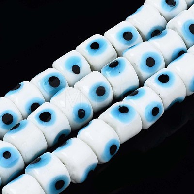 Handmade Evil Eye Lampwork Beads Strands LAMP-WH0006-05J-1