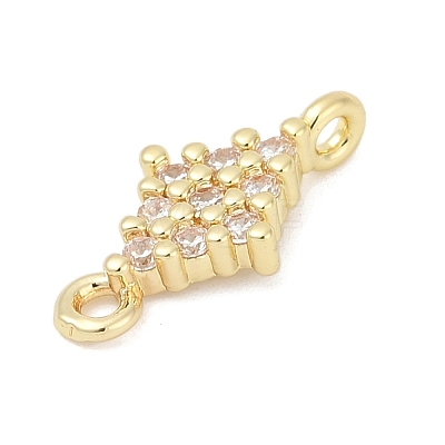 Brass Micro Pave Clear Cubic Zirconia Connector Charms KK-Z094-08G-03-1