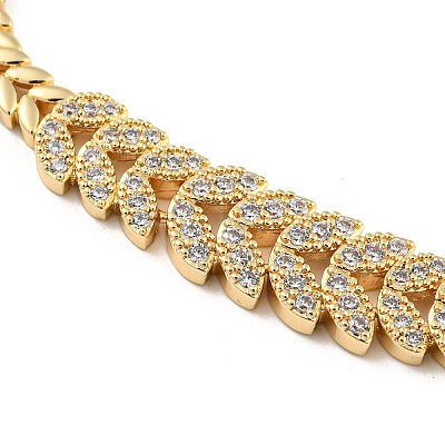 Golden Brass Micro Pave Cubic Zirconia Link Bracelets BJEW-P314-A07-G-1