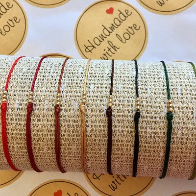 5Pcs Brass Round Bead Braided Bracelets QM9209-6-1